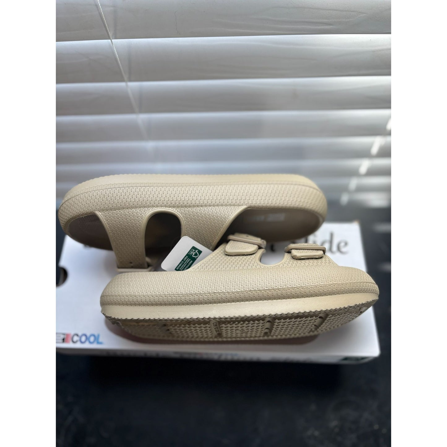 Buckle Cushion Slide Sandals By BE COOL Natural