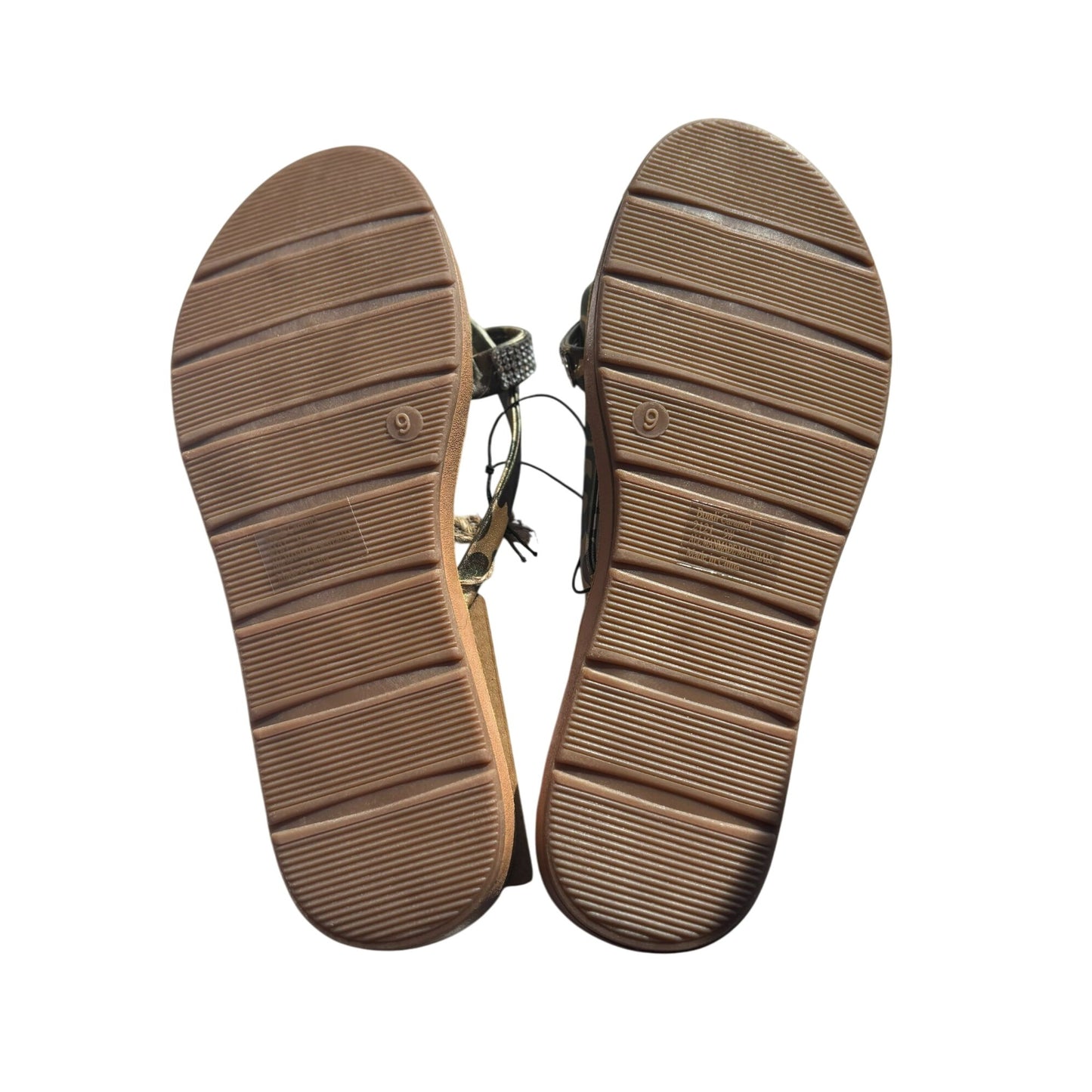 Seven7 Bondi Caramel Womens Gold Camo Sandals W/Rhinestone Straps 9
