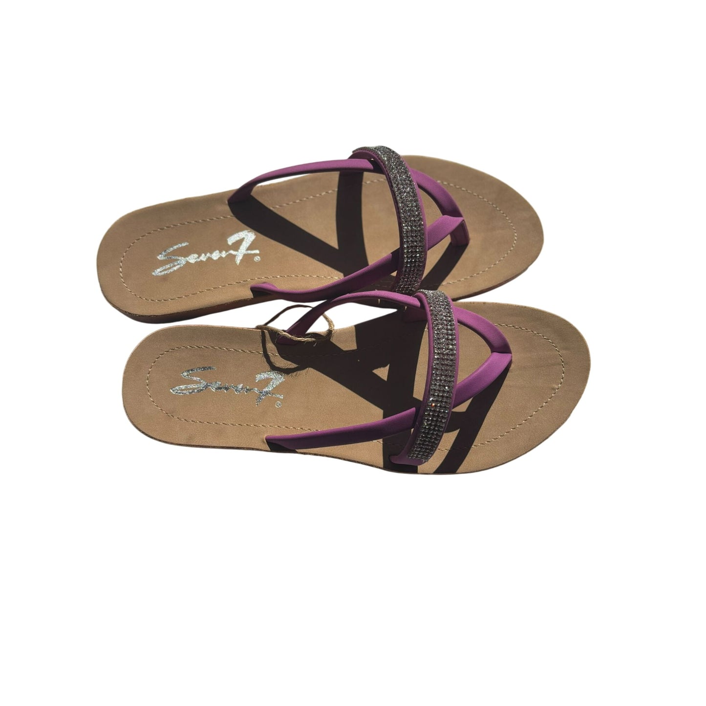Seven7 Bondi Caramel Rhinestone Purple Sandals