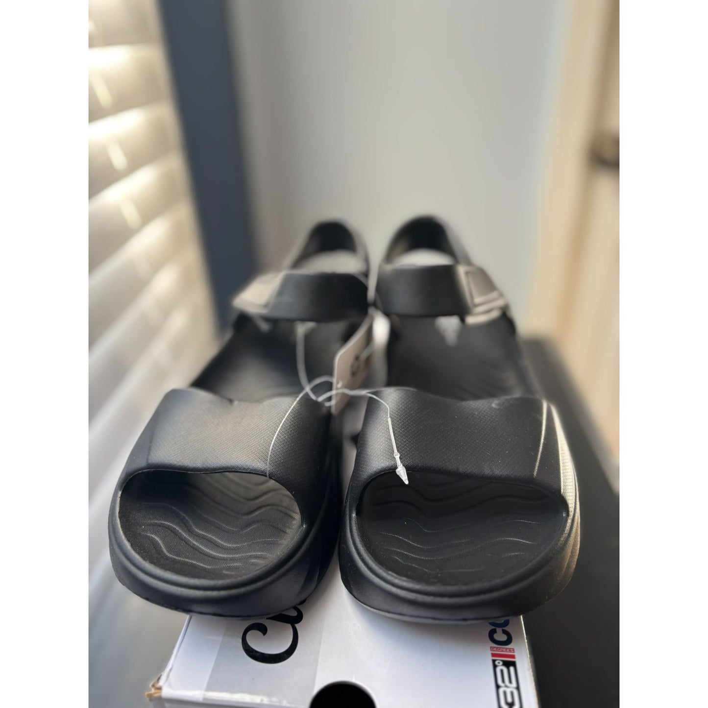 32 DEGREES WOMENS CUSHION STRAP SANDAL SLIP Black