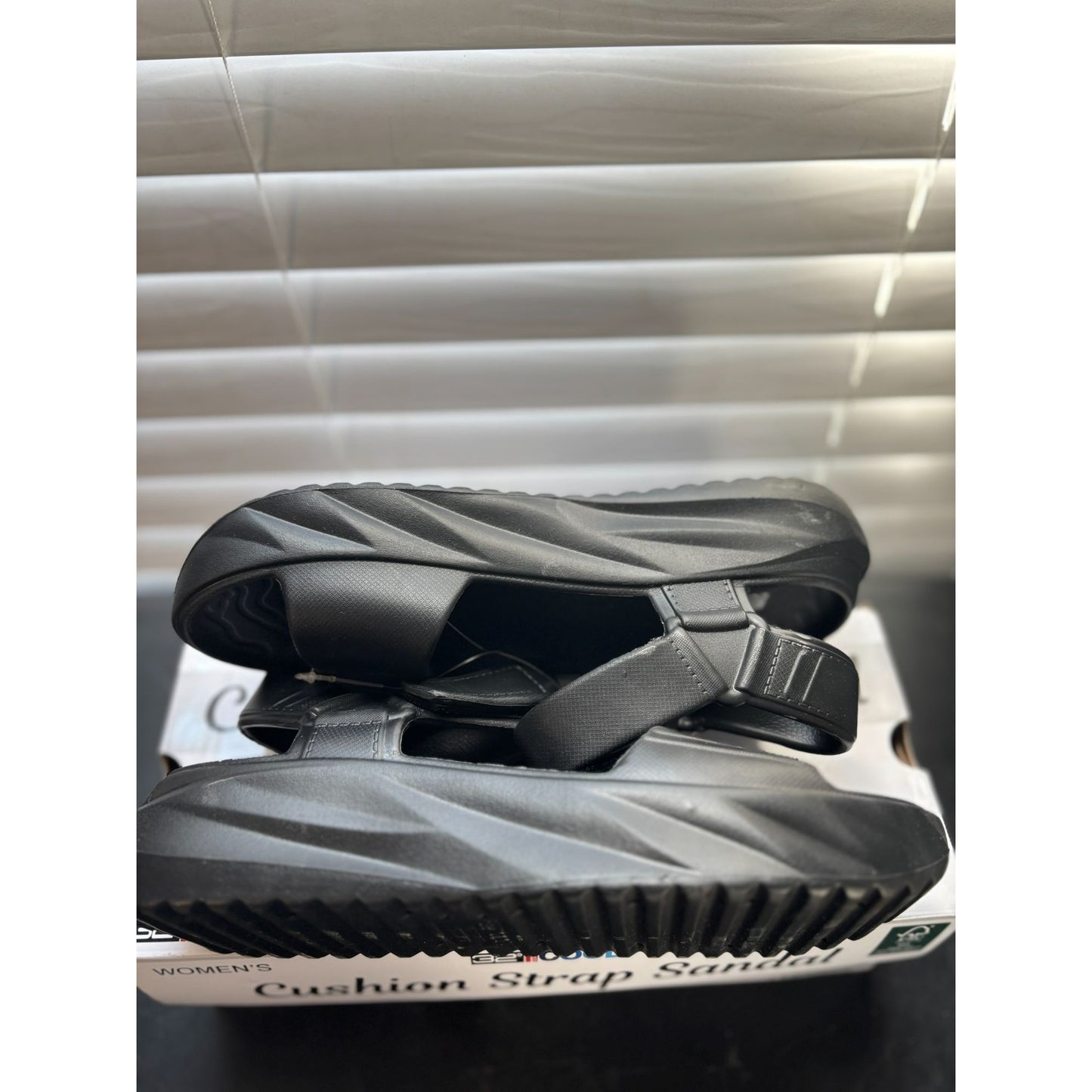 32 DEGREES WOMENS CUSHION STRAP SANDAL SLIP Black