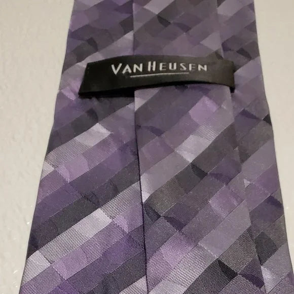 Van Heusen Mens Purple Checkered Tie