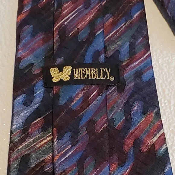 Wembley Abstract Pattern Necktie In Multicolor Blue & Purple