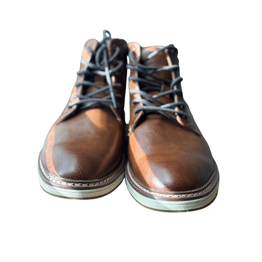 Steve Madden Jelen  Men's Cognac Leather Boots Durable & Stylish