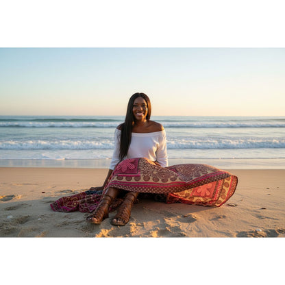 Bohemian Patchwork Multicolor Scarf With Floral & Geometric Patterns