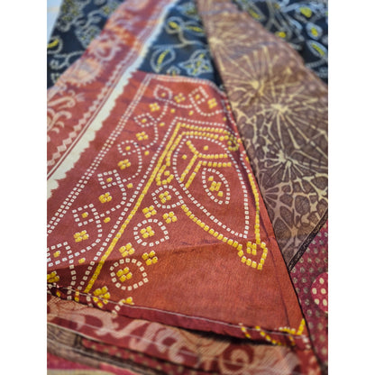 Bohemian Patchwork Multicolor Scarf With Floral & Geometric Patterns