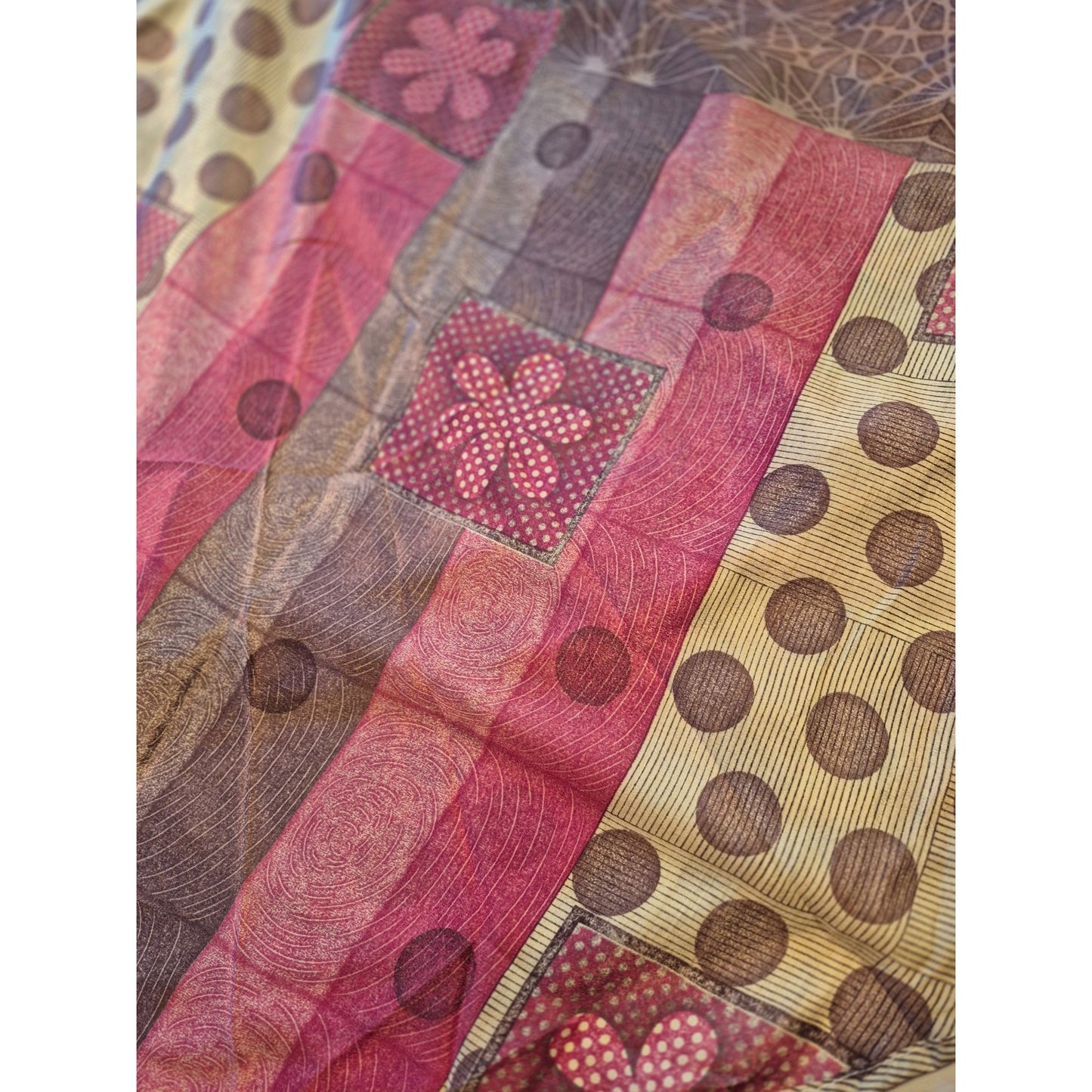 Bohemian Patchwork Multicolor Scarf With Floral & Geometric Patterns