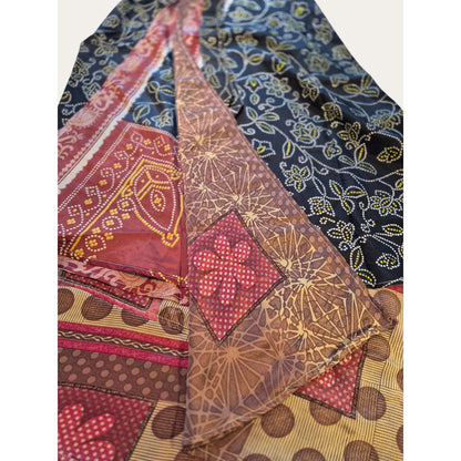 Bohemian Patchwork Multicolor Scarf With Floral & Geometric Patterns