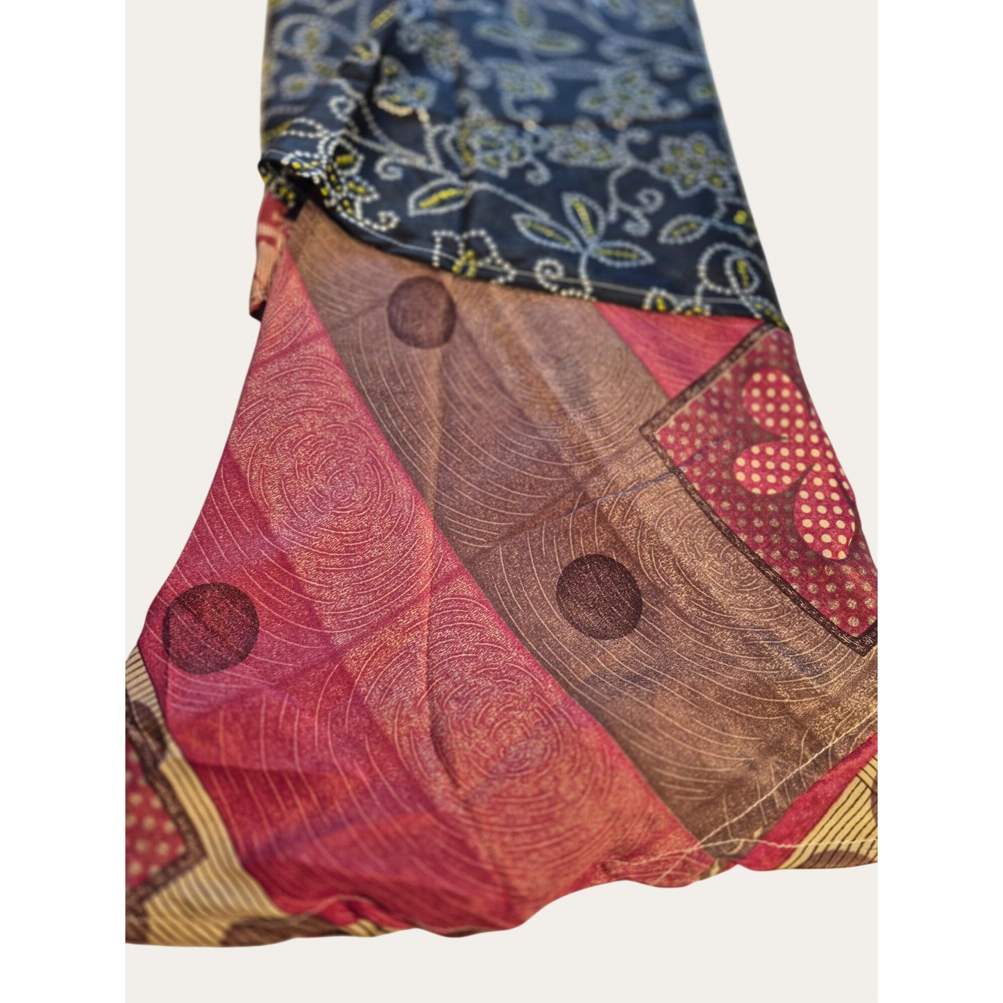 Bohemian Patchwork Multicolor Scarf With Floral & Geometric Patterns