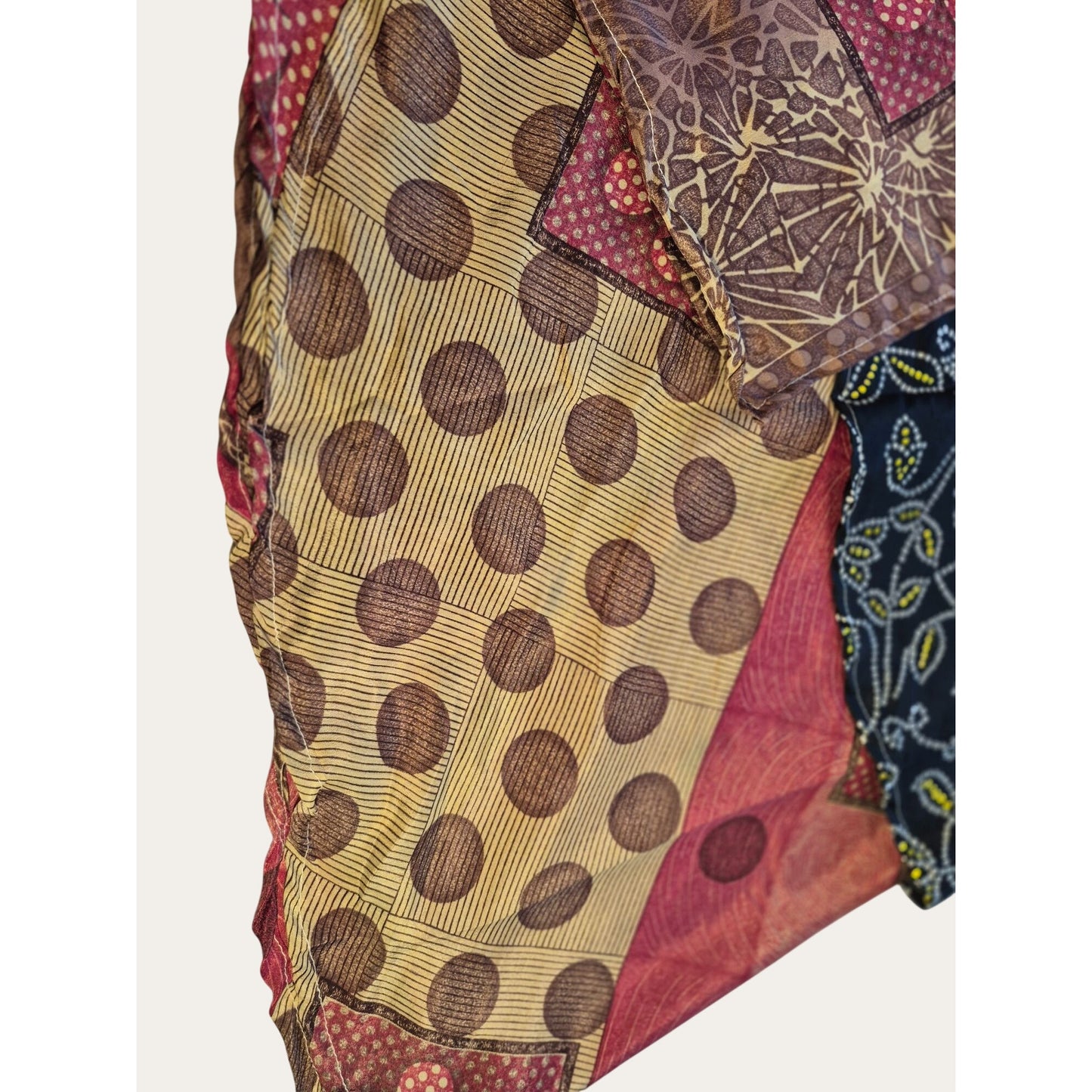 Bohemian Patchwork Multicolor Scarf With Floral & Geometric Patterns