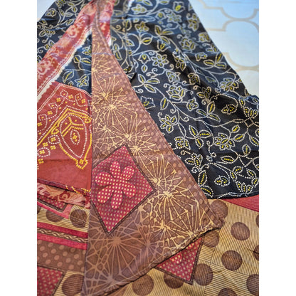 Bohemian Patchwork Multicolor Scarf With Floral & Geometric Patterns