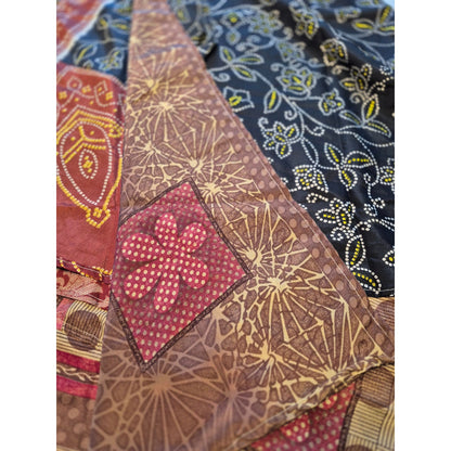 Bohemian Patchwork Multicolor Scarf With Floral & Geometric Patterns