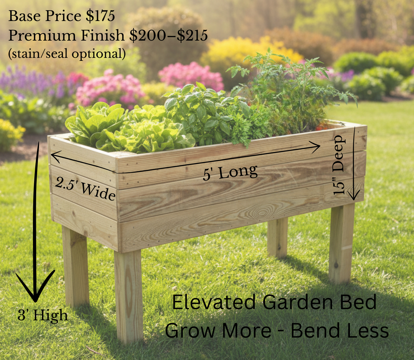 🌿 Handcrafted Raised Garden Bed | Elevated Planter Box for Flowers, Herbs & Veggies 🌼