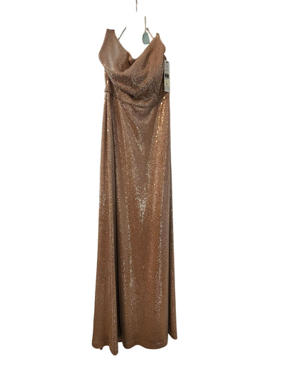 Kay Unger Sequined Champagne Gold Evening Gown dress With Cowl Neckline.
