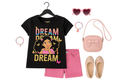 Girls Girl Dream Graphic Tee - black