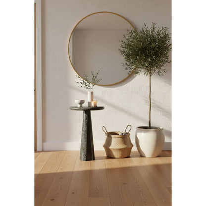 Ashley Avaline Polished Marble Accent Table | Luxury Modern Round Pedestal End Table | Solid Stone Side Table