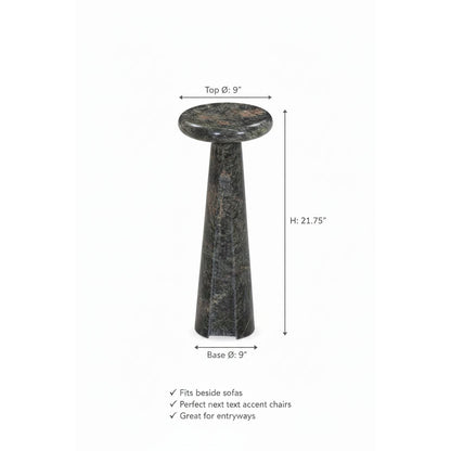 Ashley Avaline Polished Marble Accent Table | Luxury Modern Round Pedestal End Table | Solid Stone Side Table