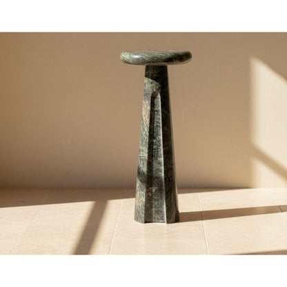 Ashley Avaline Polished Marble Accent Table | Luxury Modern Round Pedestal End Table | Solid Stone Side Table