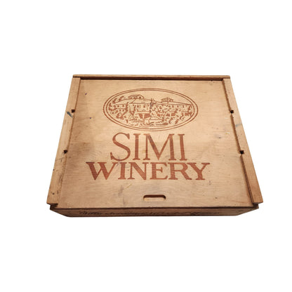 Vintage Simi Winery Wooden Box With Sliding Lid & Dividers