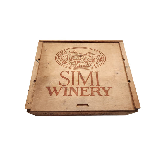 Vintage Simi Winery Wooden Box With Sliding Lid & Dividers
