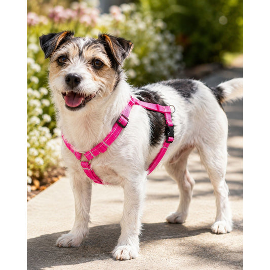 Reflective Pink Adjustable Dog Harness For Small Breeds