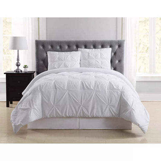 Truly Soft Everyday King Pleated Duvet Cover Set White: OEKO-TEX Certified, Polyester, 3pc