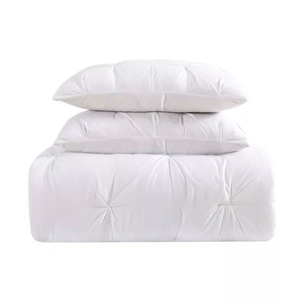 Truly Soft Everyday King Pleated Duvet Cover Set White: OEKO-TEX Certified, Polyester, 3pc