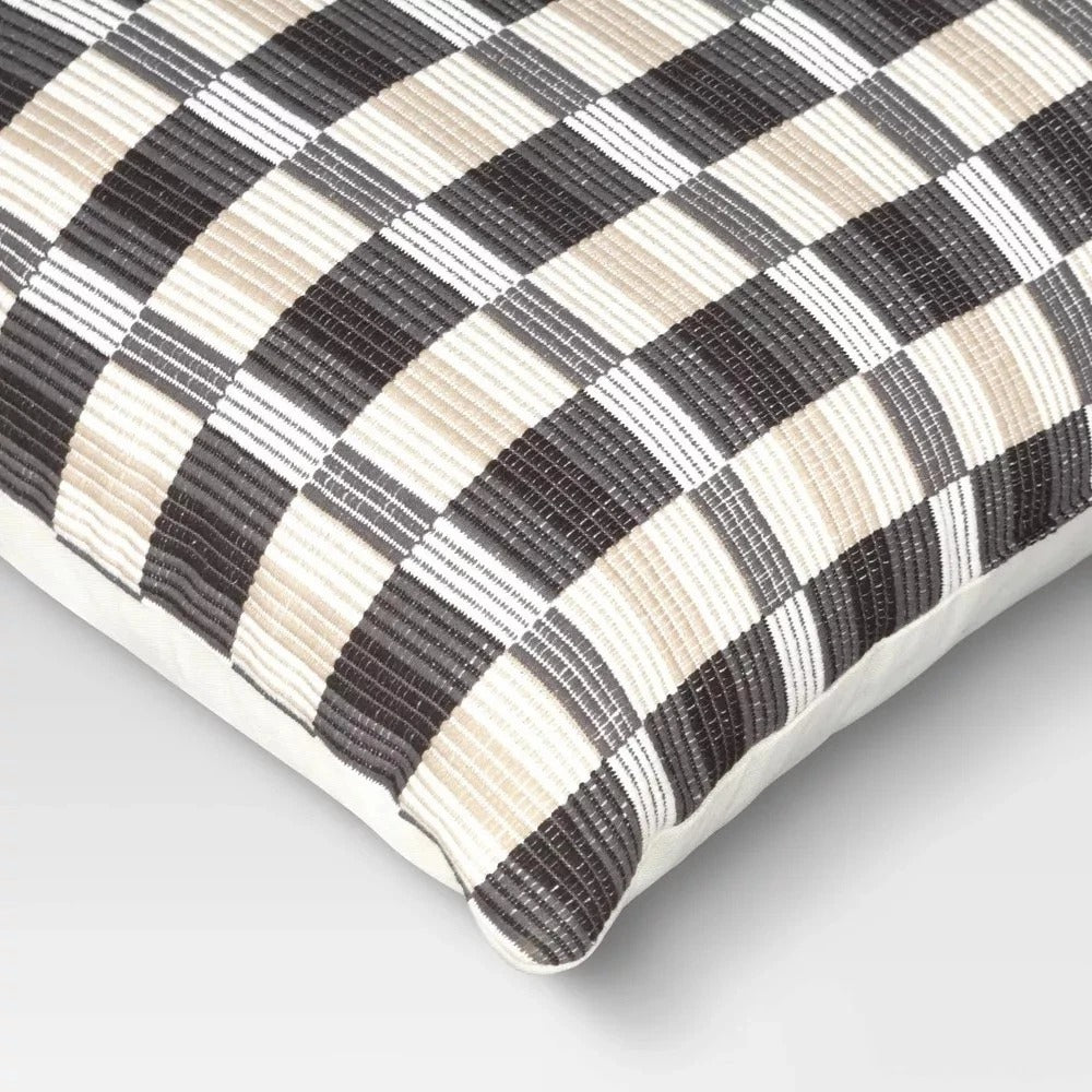 Threshold Oversized Woven Linework Square Throw Pillow Black/Neutral