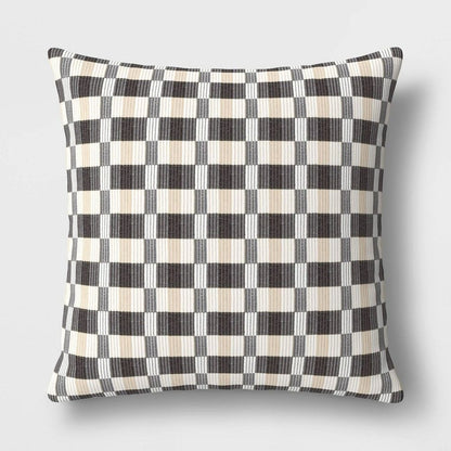 Threshold Oversized Woven Linework Square Throw Pillow Black/Neutral