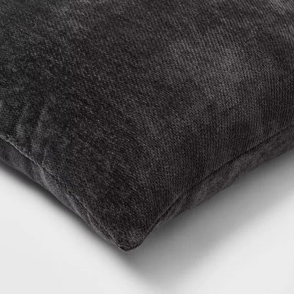 Threshold 2pk Chenille Square Throw Pillows Black -