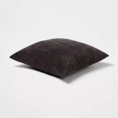 Threshold 2pk Chenille Square Throw Pillows Black -