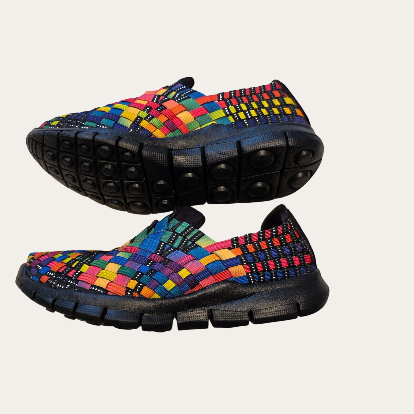 Bernie Mev Vicky Black Multi Women’s NIB Woven Comfort Shoes
