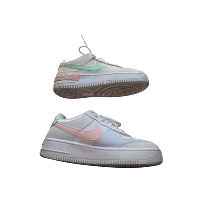 Nike Air Force 1 Shadow White Pink Green Sneakers Womens Size 7.5