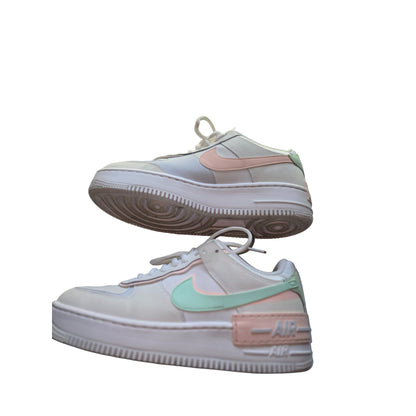 Nike Air Force 1 Shadow White Pink Green Sneakers Womens Size 7.5