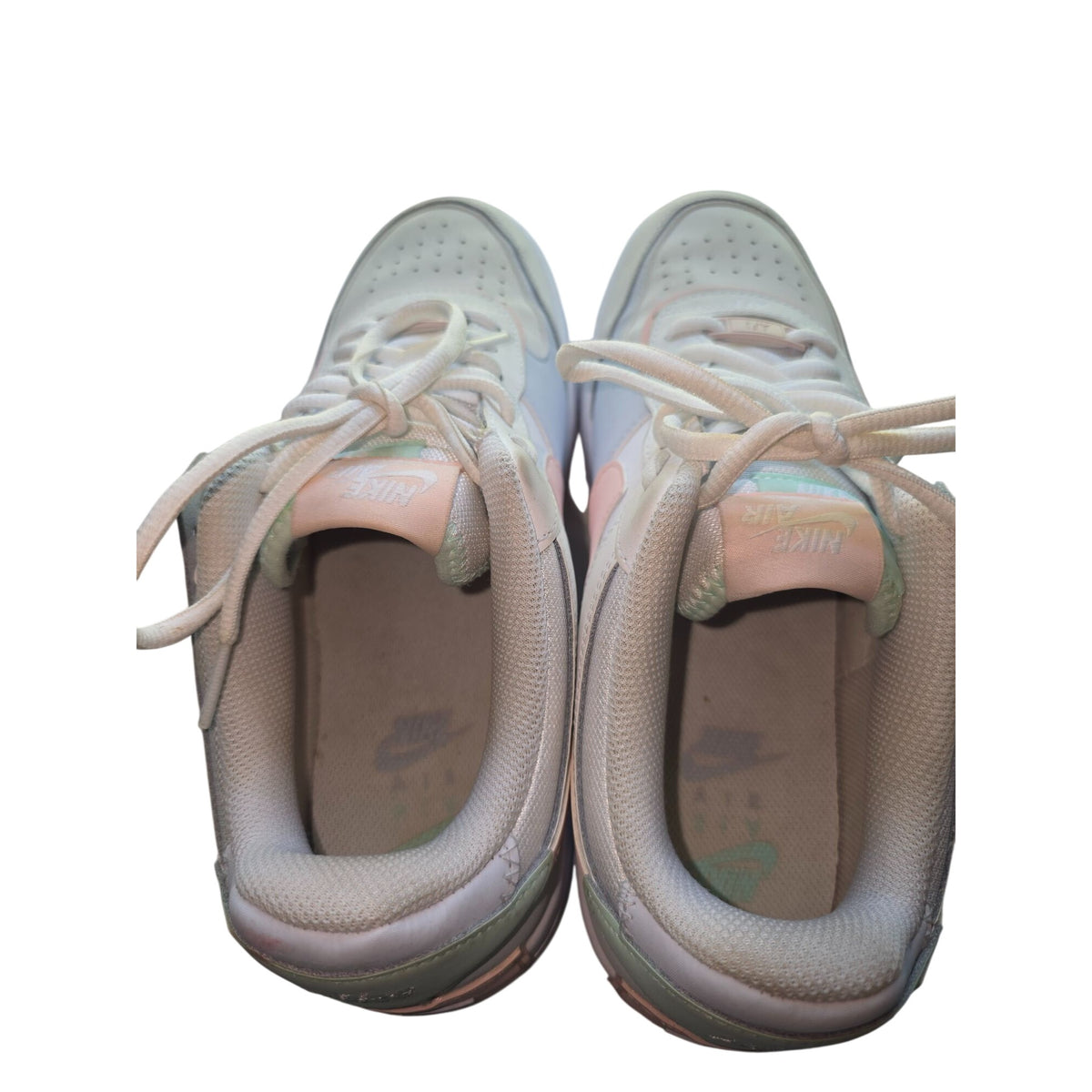 Nike Air Force 1 Shadow White Pink Green Sneakers Womens Size 7.5