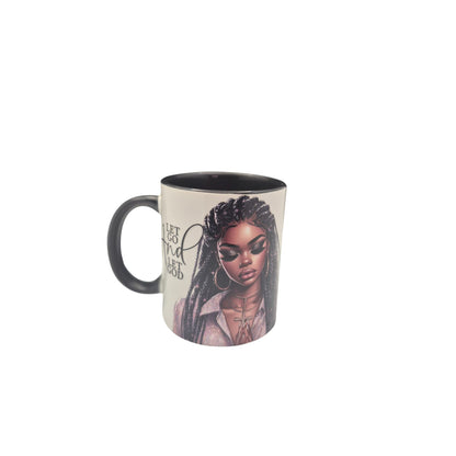 Black & White Ceramic Mug With Inspirational Message "Let Go And Let God"