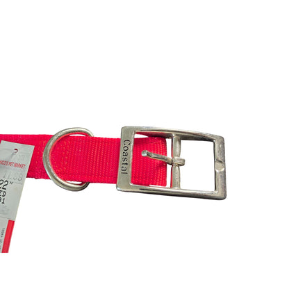 Coastal Dog Collar Adjustable Durable Nylon Red 22" Collar Metal Buckle & Clip