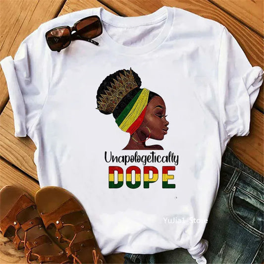 Unapologetically Dope Graphic T-Shirt African American Pride White Tee Medium