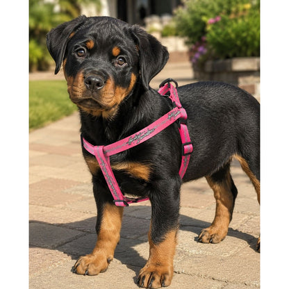 Harley-Davidson Pink Adjustable Dog Harness With Metal Ring & Quick-Release Buckles