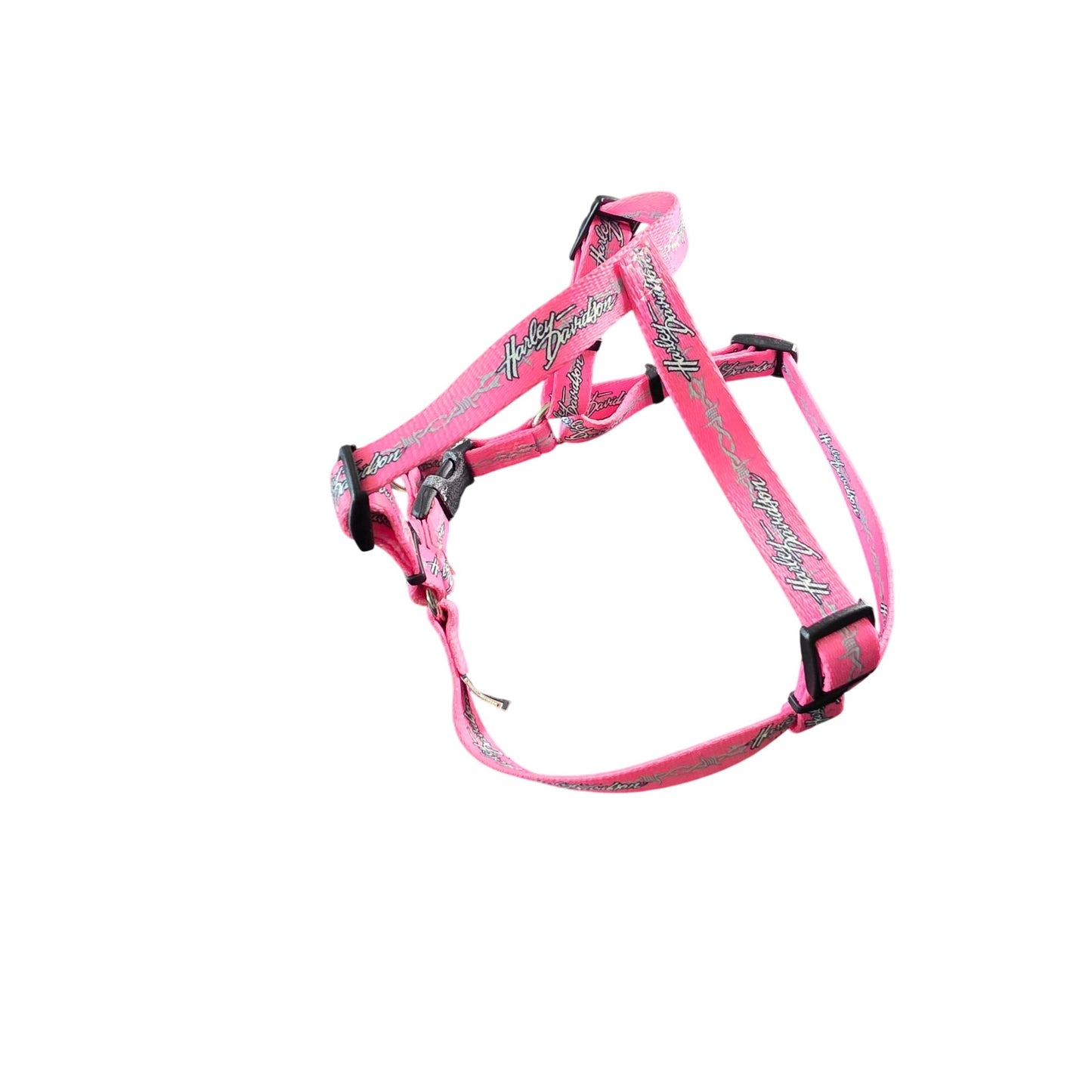 Harley-Davidson Pink Adjustable Dog Harness With Metal Ring & Quick-Release Buckles