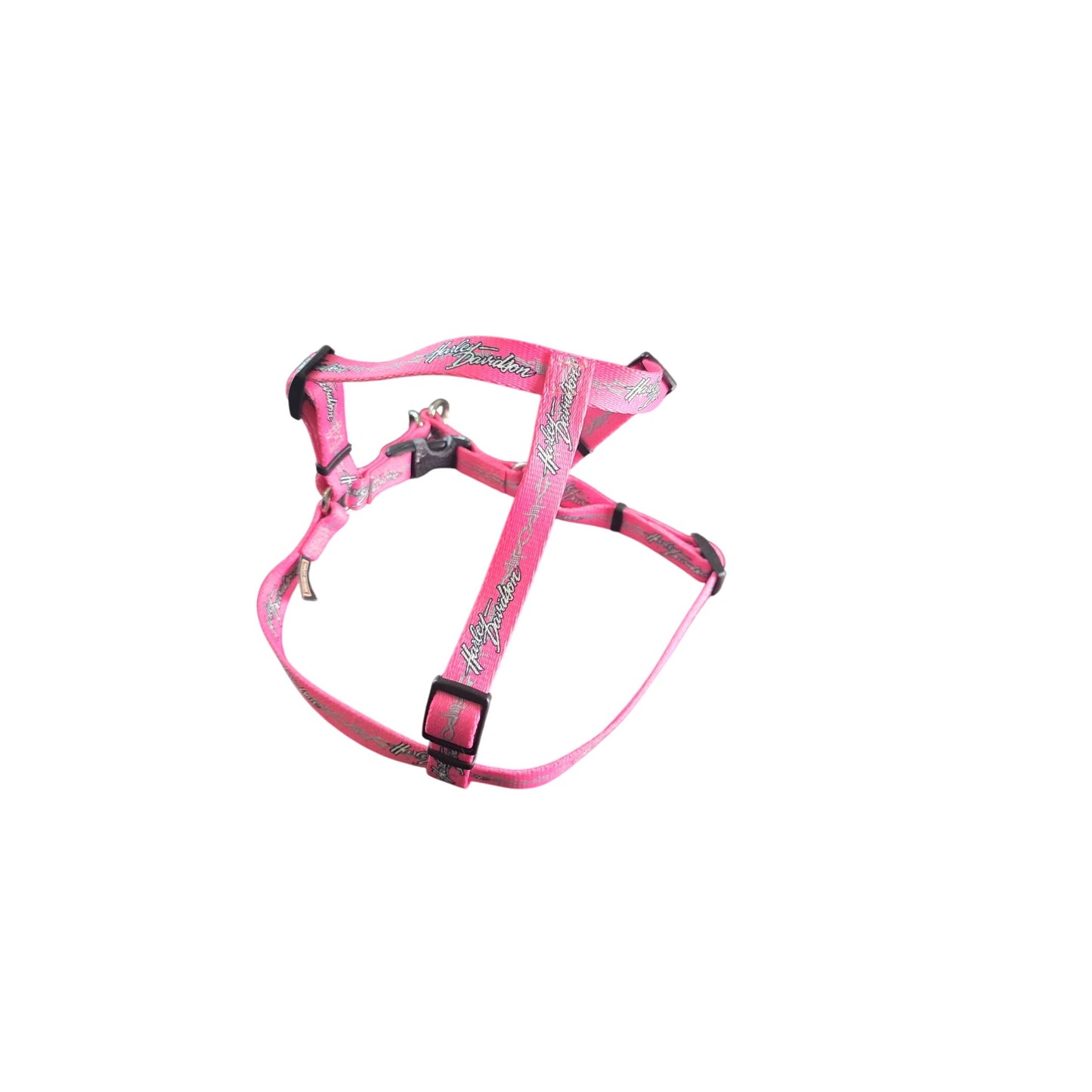 Harley-Davidson Pink Adjustable Dog Harness With Metal Ring & Quick-Release Buckles