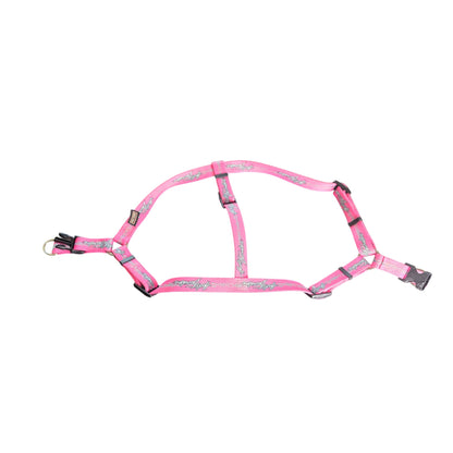 Harley-Davidson Pink Adjustable Dog Harness With Metal Ring & Quick-Release Buckles