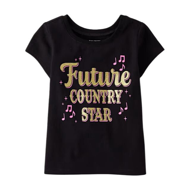 Baby And Toddler Girls Country Star Graphic Tee - black