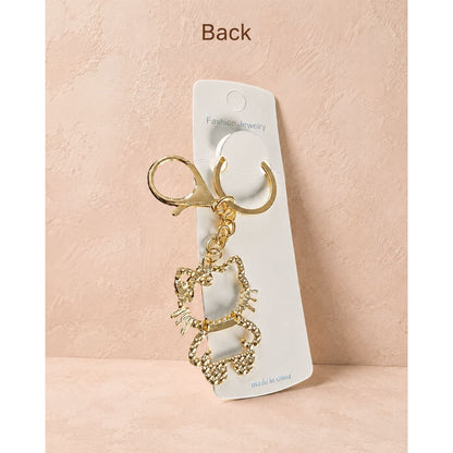 Gold Hello Kitty Keychain with Pink Bow 🎀 and Rhinestones