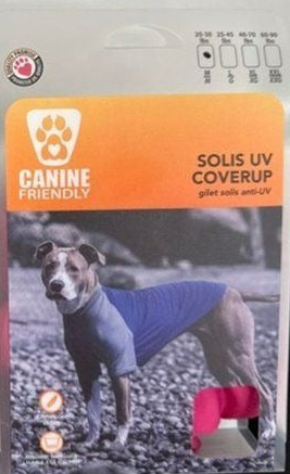 Canine Friendly Solis UV Coverup with a dog wearing the coverup.