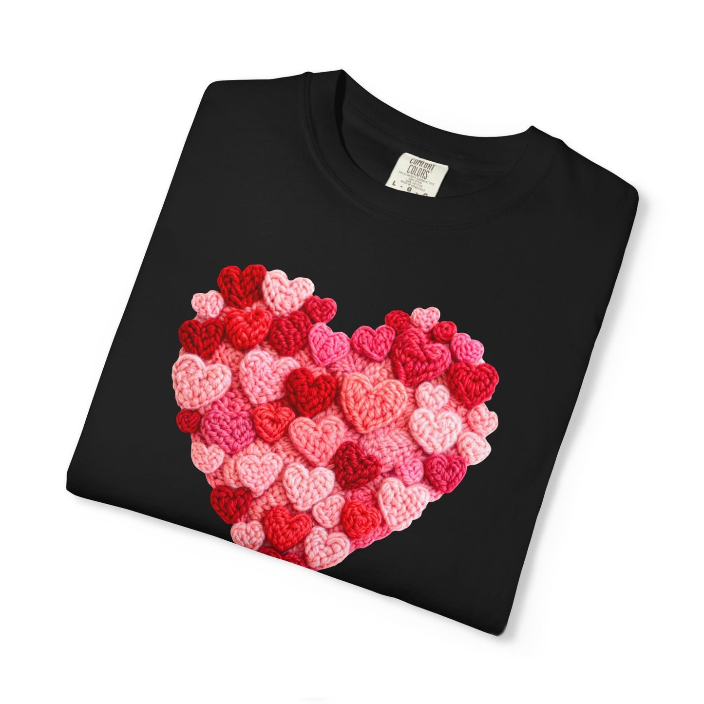 Heart Pattern Knit Look Graphic Shirt Cozy Valentine Style