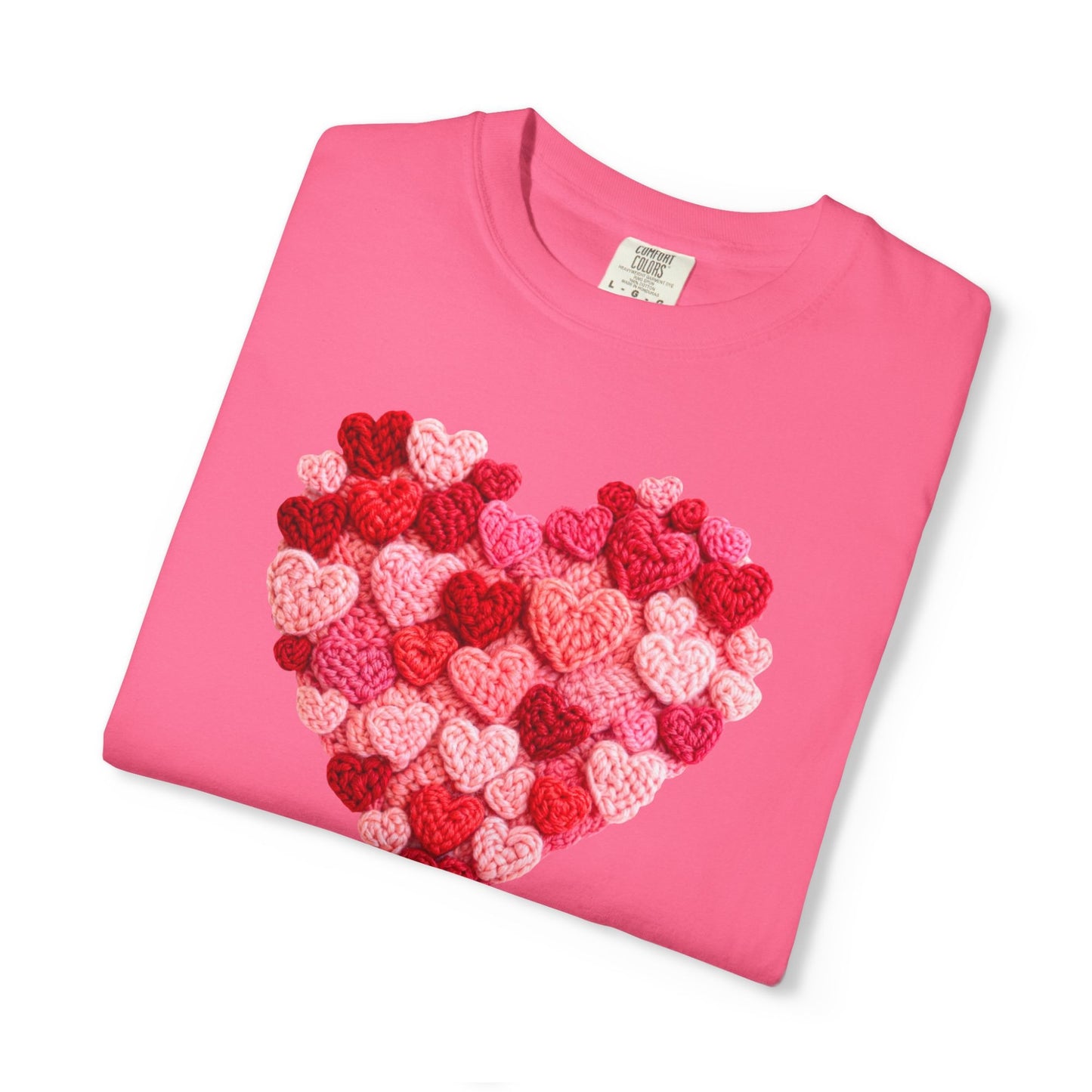 Heart Pattern Knit Look Graphic Shirt Cozy Valentine Style