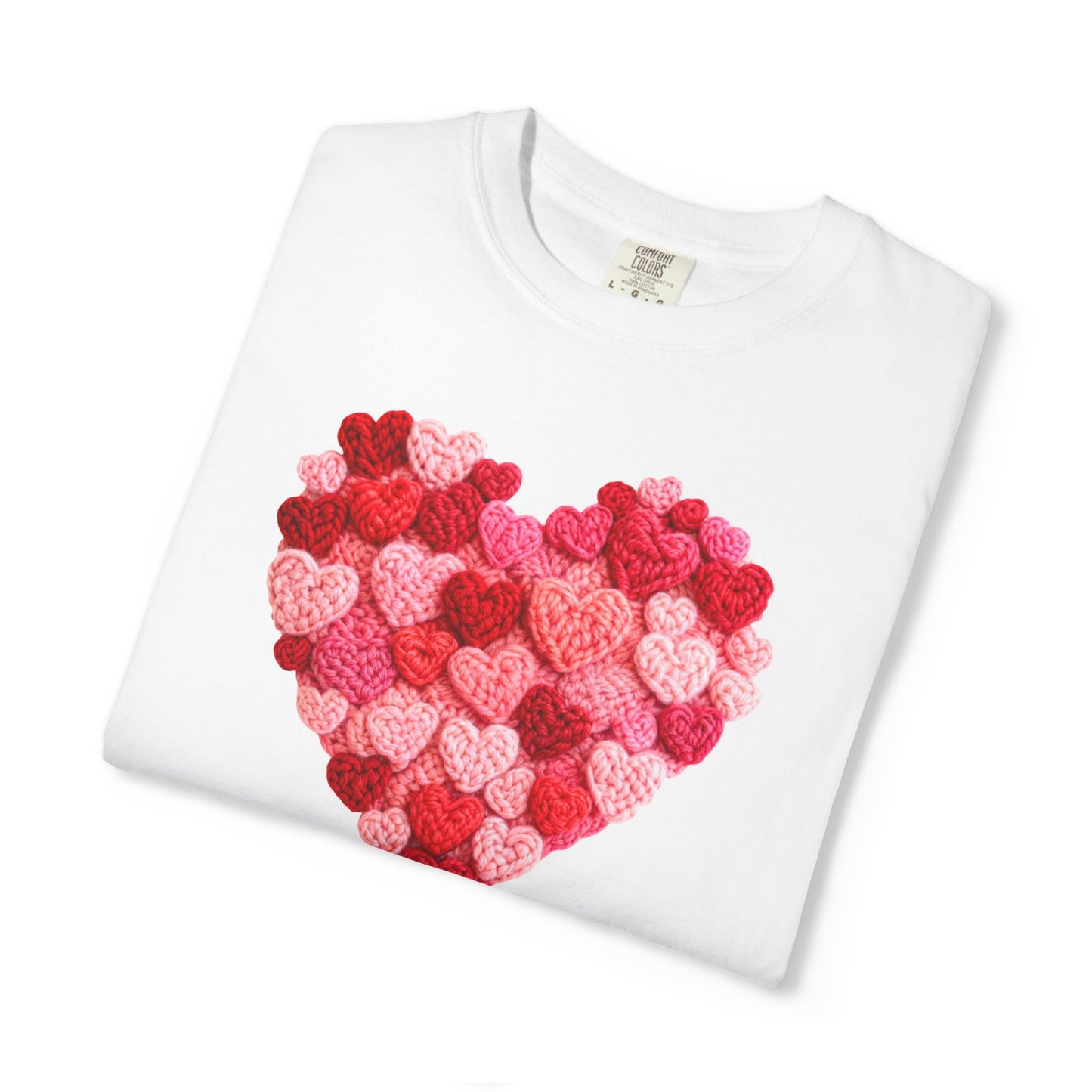 Heart Pattern Knit Look Graphic Shirt Cozy Valentine Style
