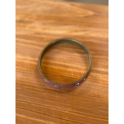 Vintage Gold Tone Pink Glitter Mirror Pieces Bangle Bracelet