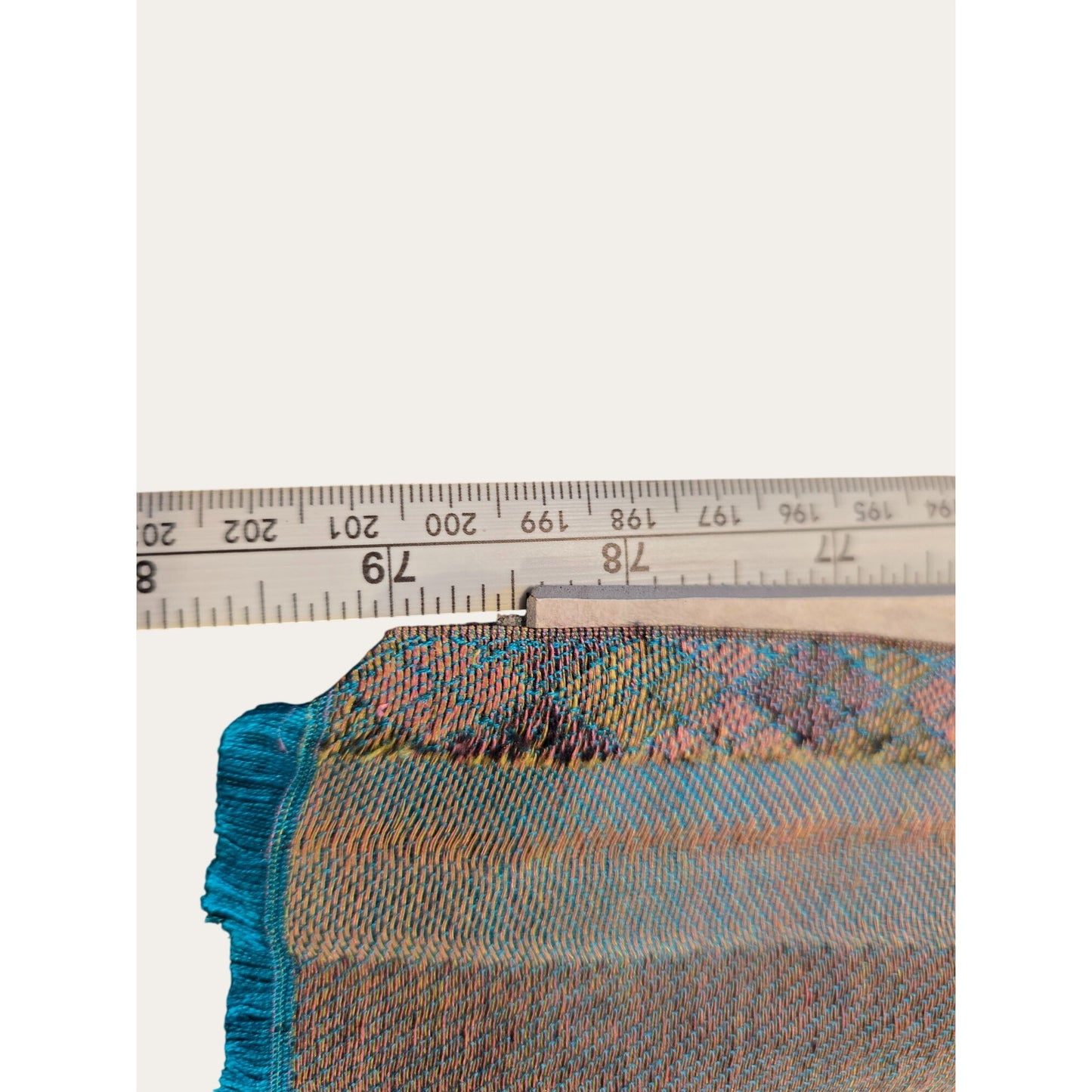 Teal Floral Woven Scarf with Frayed Edge